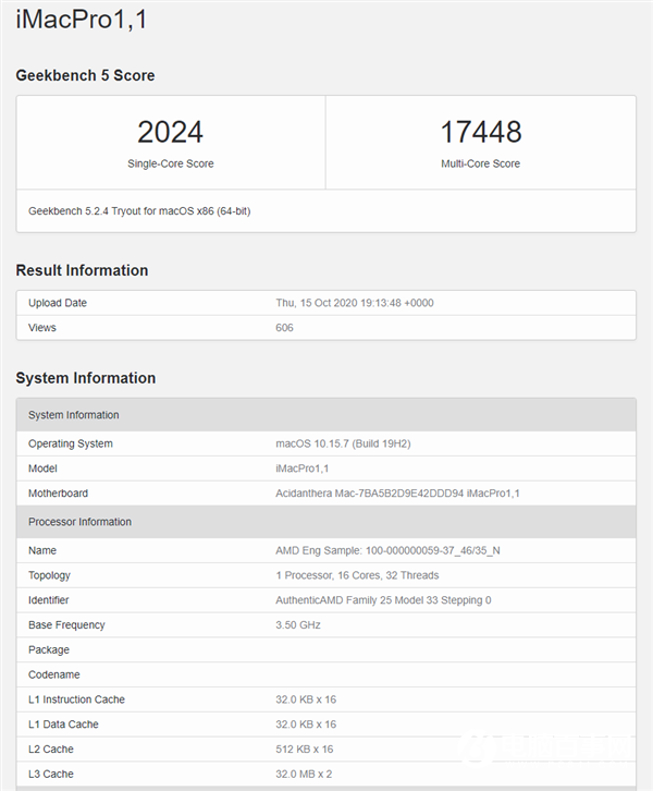 AMD銳龍9 5950X現(xiàn)身GeekBench：?jiǎn)魏诵阅艹?020分破紀(jì)錄