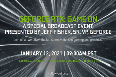 英偉達官宣 1 月 21 日發布會:有望發布 RTX 30 系列筆記本顯卡