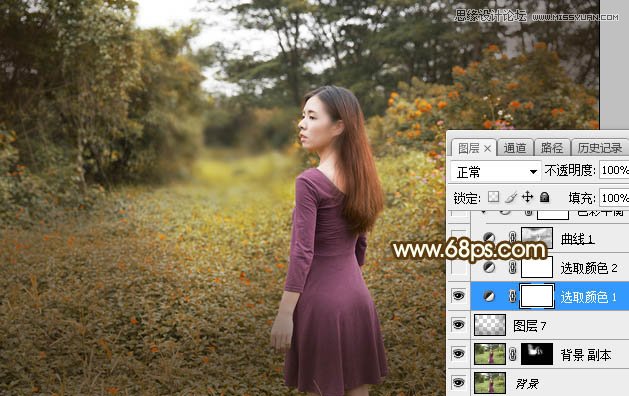 PS調出外景人像照片夕陽美景效果