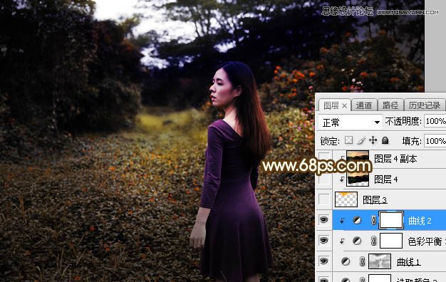 PS調出外景人像照片夕陽美景效果