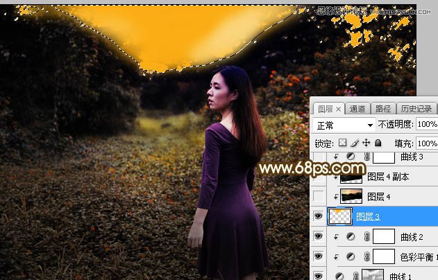 PS調出外景人像照片夕陽美景效果