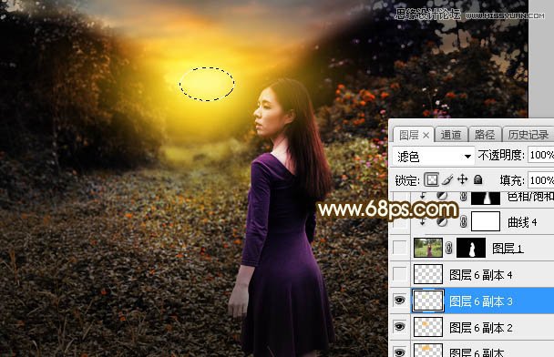 PS調出外景人像照片夕陽美景效果