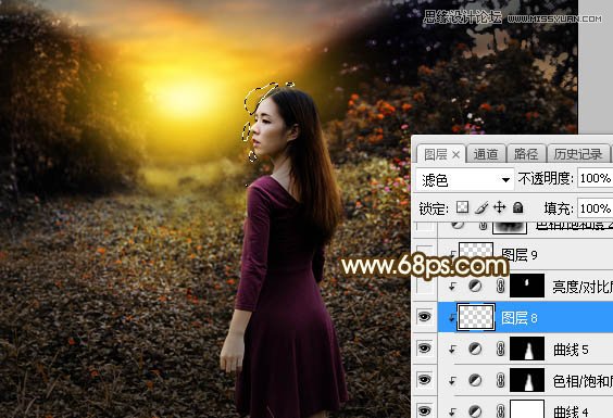 PS調出外景人像照片夕陽美景效果
