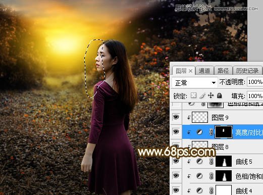 PS調出外景人像照片夕陽美景效果