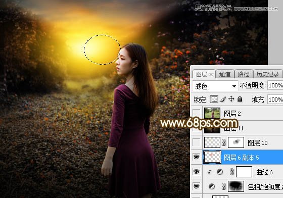 PS調出外景人像照片夕陽美景效果