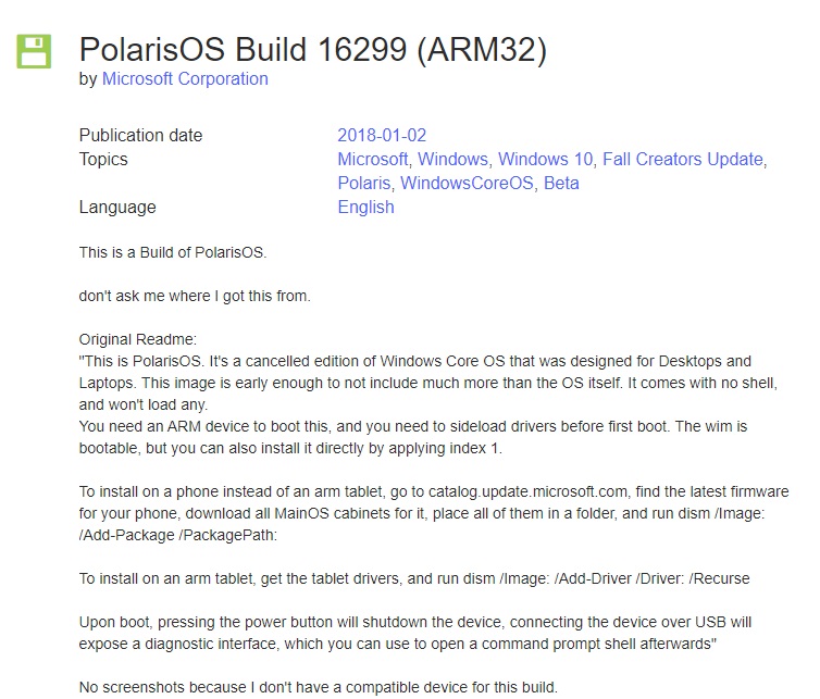 微軟 Win10 Core OS Polaris 早期版本泄露:兼容 ARM32 架構,已被 Windows 10X 取代