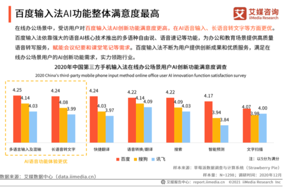 艾媒咨詢發布手機輸入法專題報告,百度輸入法在辦公、教育場景體驗領跑