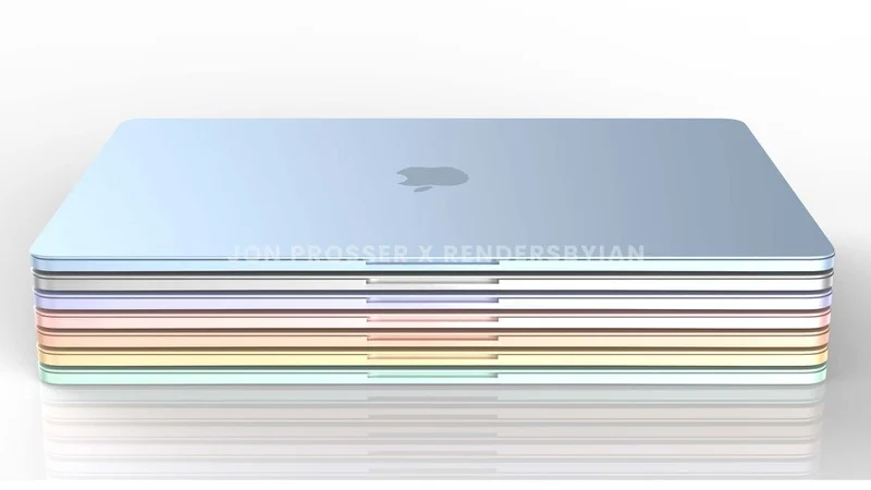 重大設計變更，蘋果新一代七彩 MacBook Air 渲染圖曝光：白色鍵盤 + 觸控板變小
