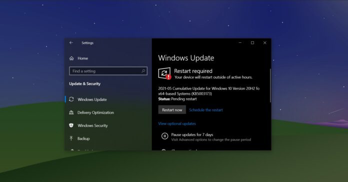 微軟 Win10 KB5003173 累積更新發布:修復 CPU 占用率過高問題