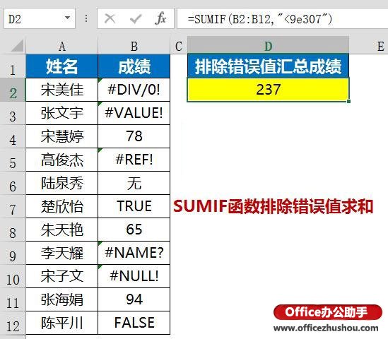 excel sumifs函數多條件求和 使用SUMIF函數實現排除錯誤值求和的方法