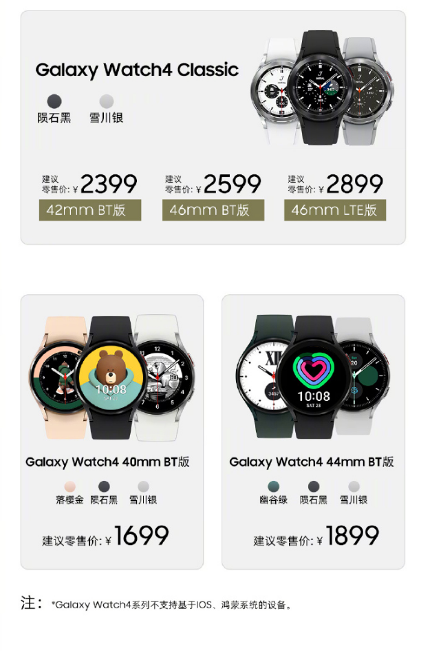 三星 Galaxy Watch4/Classic 官網更新:國行手表僅支持大陸國行版智能手機