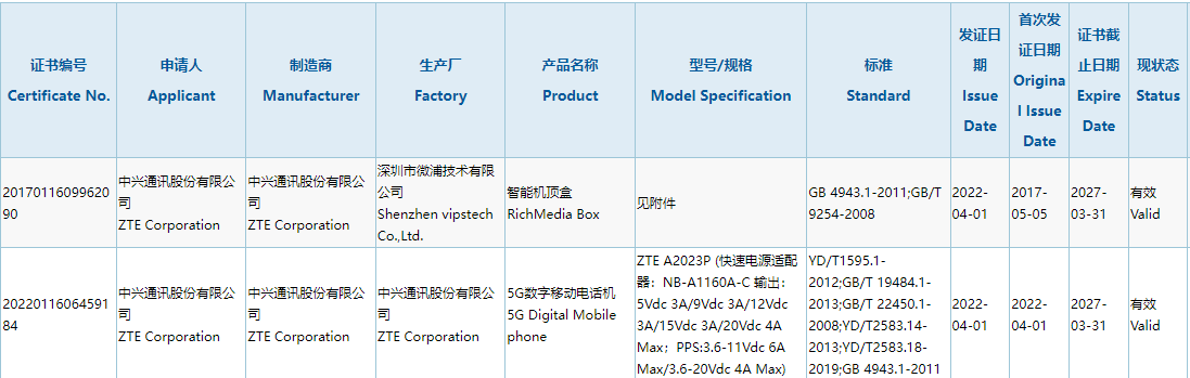 中興新機 3C 入網(wǎng):搭載高通驍龍 8,支持 80W 快充