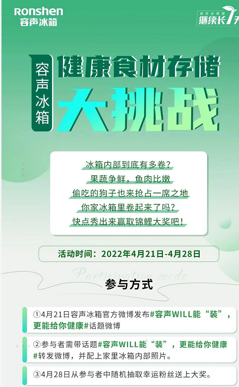 容聲冰箱春日驚喜來啦,尋找全網最幸運的能裝錦鯉!
